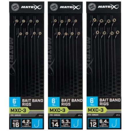 Matrix MXC-3 Barbless 15cm Bait Bands Rigs