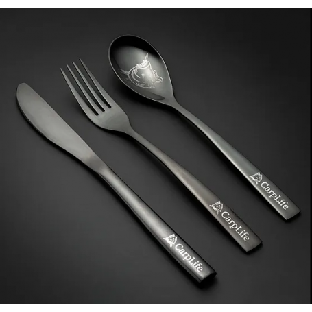 CarpLife Black Etched Stainless Steel Cutlery Set